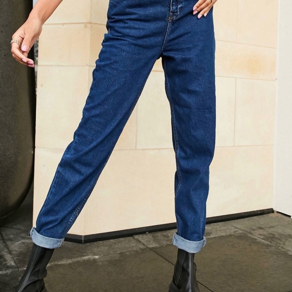 NWT ASOS Design tall hi rise original mom jeans 34x38 dark wash